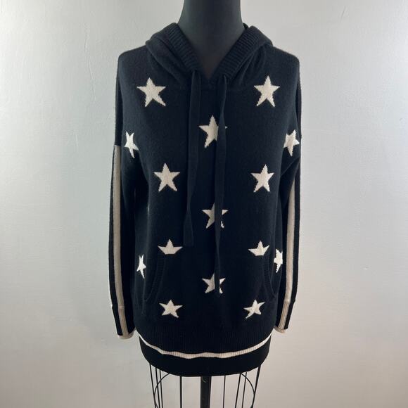 PRVLG Threads Of Privilege Black White Hoodie Cashmere Stars Pullover Medium M - Picture 2 of 11